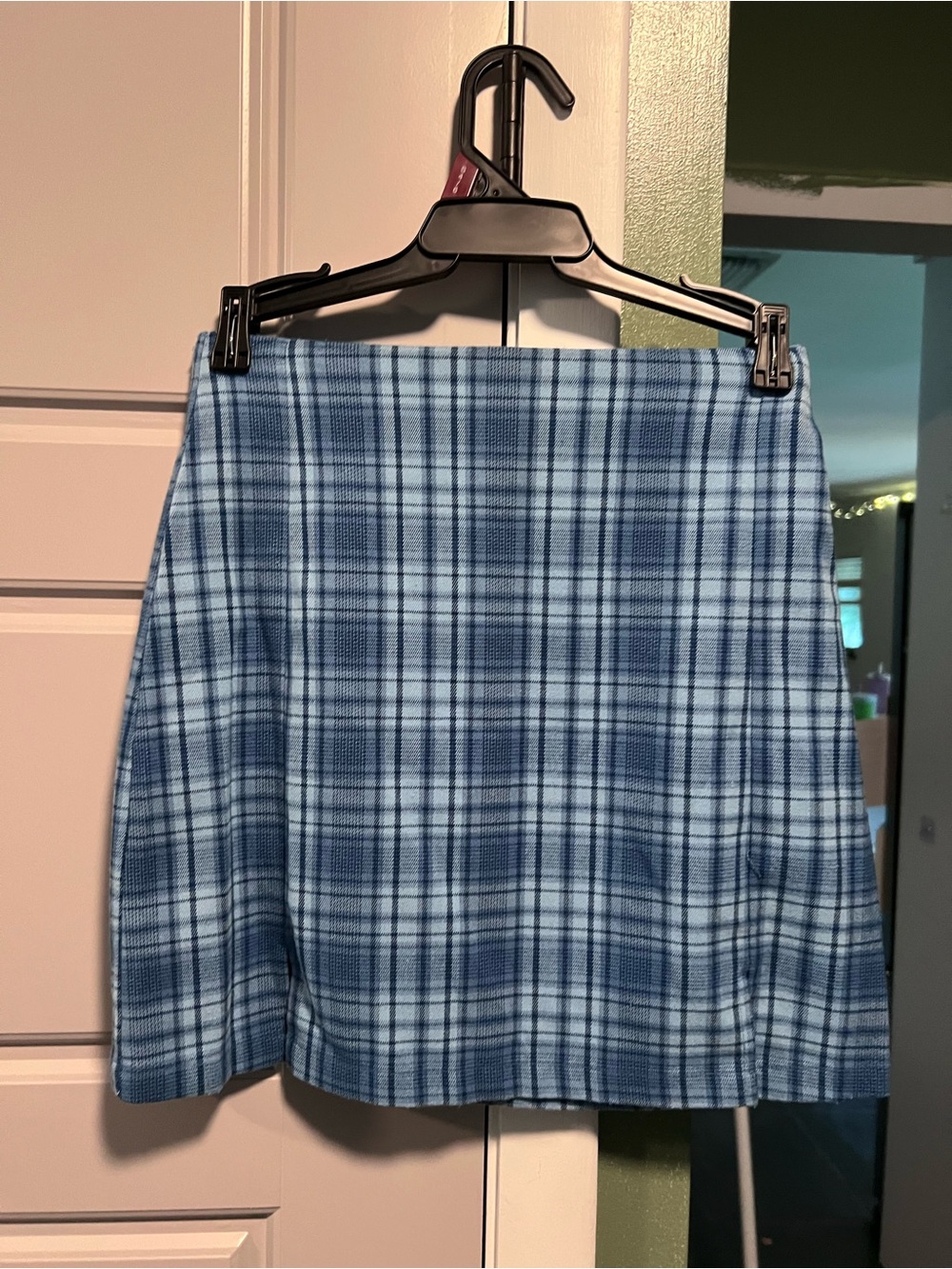 Brandy Melville Blue Plaid A-Line Mini Skirt